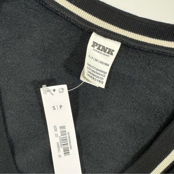 New Pink Victorias Secret Ivy Fleece Front Zip Cardigan Black - Picture 5 of 7